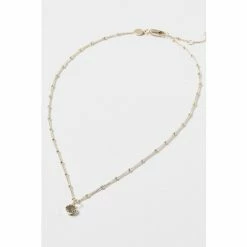 Oliver Bonas Alula Round Labradorite Drop Gold Plated Pendant Necklace