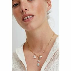 Oliver Bonas Natural Brea Flower Pearl And Stone Drop Necklace -Default Template 2 unnamed file 1454