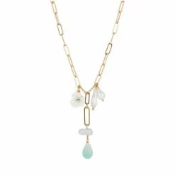 Oliver Bonas Natural Brea Flower Pearl And Stone Drop Necklace -Default Template 2 unnamed file 1455