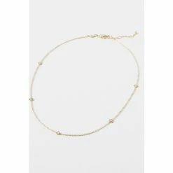 Oliver Bonas Gold Plated Amara Mini Flower Detail Chain Necklace