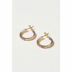 Oliver Bonas Gold Beatrix Stone Dot Played Hoop Earrings -Default Template 2 unnamed file 146