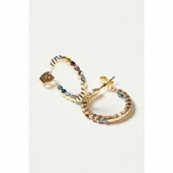 Oliver Bonas Gold Beatrix Stone Dot Played Hoop Earrings -Default Template 2 unnamed file 147