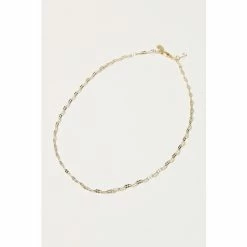 Oliver Bonas Gold Tone Kismet Textured Link Chain Necklace