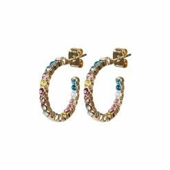 Oliver Bonas Gold Beatrix Stone Dot Played Hoop Earrings -Default Template 2 unnamed file 148