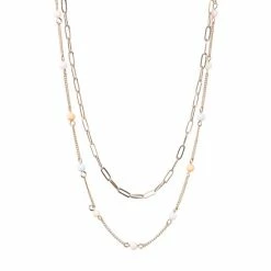 Oliver Bonas Natural Multi Layered Chain Necklace