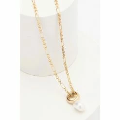 Oliver Bonas Gold Tone Rafa Round Bead Pearl Drop Chain Necklace -Default Template 2 unnamed file 1499