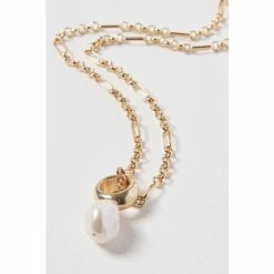 Oliver Bonas Gold Tone Rafa Round Bead Pearl Drop Chain Necklace -Default Template 2 unnamed file 1501
