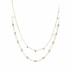Oliver Bonas Natural Elle Mini Disc Layered Necklace