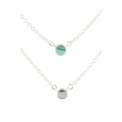 Oliver Bonas Briar Disc And Green Malachite Inlay Dot Silver Double Row Layered Necklace -Default Template 2 unnamed file 1528
