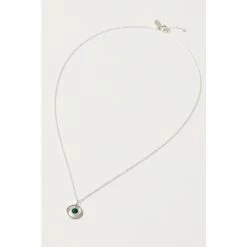 Oliver Bonas Green Clancy Circle Stone Drop Silver Pendant Necklace -Default Template 2 unnamed file 1539