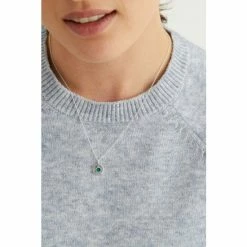 Oliver Bonas Green Clancy Circle Stone Drop Silver Pendant Necklace -Default Template 2 unnamed file 1540