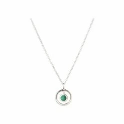Oliver Bonas Green Clancy Circle Stone Drop Silver Pendant Necklace -Default Template 2 unnamed file 1541