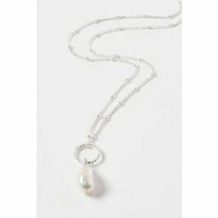 Oliver Bonas White Lucia Loop & Round Pearl Drop Sterling Silver Necklace -Default Template 2 unnamed file 1551