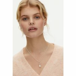 Oliver Bonas White Lucia Loop & Round Pearl Drop Sterling Silver Necklace -Default Template 2 unnamed file 1553