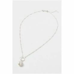 Oliver Bonas White Lucia Loop & Round Pearl Drop Sterling Silver Necklace -Default Template 2 unnamed file 1555