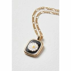 Oliver Bonas Black Laguna Daisy Black Enamel Square Pendant Necklace -Default Template 2 unnamed file 1564