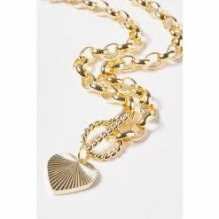 Oliver Bonas Womens Gold Plated Brass Adelaide Chunky Chain & Heart Charm Collar Necklace -Default Template 2 unnamed file 1570