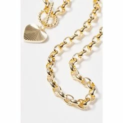 Oliver Bonas Womens Gold Plated Brass Adelaide Chunky Chain & Heart Charm Collar Necklace -Default Template 2 unnamed file 1571