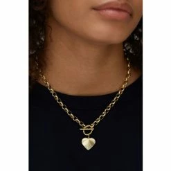 Oliver Bonas Womens Gold Plated Brass Adelaide Chunky Chain & Heart Charm Collar Necklace -Default Template 2 unnamed file 1573