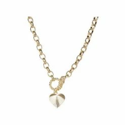 Oliver Bonas Womens Gold Plated Brass Adelaide Chunky Chain & Heart Charm Collar Necklace -Default Template 2 unnamed file 1574