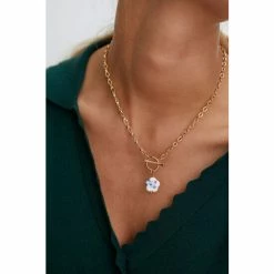 Oliver Bonas Audrey Natural Ceramic Flower Pendant T Bar Chain Necklace -Default Template 2 unnamed file 1586