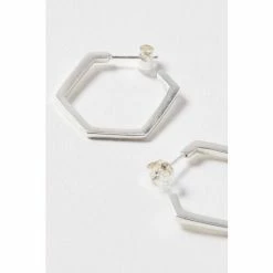 Oliver Bonas Hexagon Silver Hoops -Default Template 2 unnamed file 159