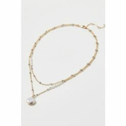 Oliver Bonas Nyla Natural Enamel Bead & Pearl Drop Layered Chain Necklace -Default Template 2 unnamed file 1601