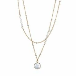 Oliver Bonas Nyla Natural Enamel Bead & Pearl Drop Layered Chain Necklace -Default Template 2 unnamed file 1605