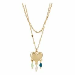 Oliver Bonas Gold Athena Heart And Beaded Charms Layered Chain Necklace -Default Template 2 unnamed file 1607