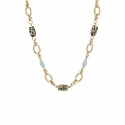 Oliver Bonas Natural Alaia Speckled Stone And Bead Chain Necklace -Default Template 2 unnamed file 1613