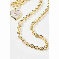 Oliver Bonas Gold Skip Pearl Heart Charm Gold Plated Collar Chain Necklace -Default Template 2 unnamed file 1621