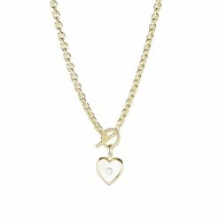 Oliver Bonas Gold Skip Pearl Heart Charm Gold Plated Collar Chain Necklace -Default Template 2 unnamed file 1622