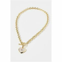 Oliver Bonas Gold Skip Pearl Heart Charm Gold Plated Collar Chain Necklace -Default Template 2 unnamed file 1624