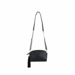 Oliver Bonas Black Mindy Puff Animal Print Cross-Body Bag