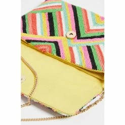 Oliver Bonas Pink Robbie Rainbow Beaded Cotton Clutch Bag -Default Template 2 unnamed file 1677