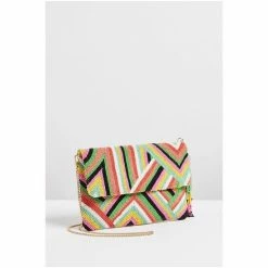 Oliver Bonas Pink Robbie Rainbow Beaded Cotton Clutch Bag -Default Template 2 unnamed file 1680