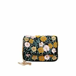 Oliver Bonas Black Spring Scene Floral Yellow & Black Clutch Bag