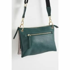 Oliver Bonas Green Laurie Triple Pocket & Metallic Cross-Body Bag -Default Template 2 unnamed file 1746