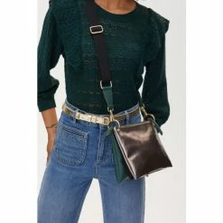 Oliver Bonas Green Laurie Triple Pocket & Metallic Cross-Body Bag -Default Template 2 unnamed file 1749
