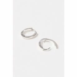 Oliver Bonas Omaira Half Engraved Oval Sterling Silver Clicker Hoops -Default Template 2 unnamed file 177