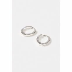Oliver Bonas Omaira Half Engraved Oval Sterling Silver Clicker Hoops -Default Template 2 unnamed file 178