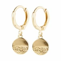 Oliver Bonas Gold Plated Bonita Textured Semi Circle Drop Earrings