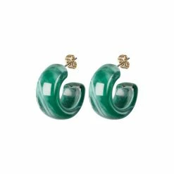Oliver Bonas Osa Green Resin Hoop Earrings