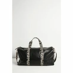 Oliver Bonas Hattie Black Leopard Strap Rectangular Weekend Bag
