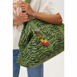 Oliver Bonas Green Zebra Print Khaki Canvas Weekend Bag -Default Template 2 unnamed file 1882