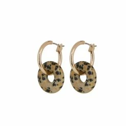Oliver Bonas Natural Alaia Interlinked Hoop And Speckled Stone Hoop Earrings