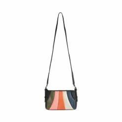 Oliver Bonas Blue Trapeze Curved Striped Cross-Body Bag