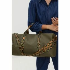 Oliver Bonas Hattie Natural Leopard Strap Green Rectangular Weekend Bag -Default Template 2 unnamed file 2028