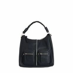 Oliver Bonas Black Mina Plait Strap Tote Bag