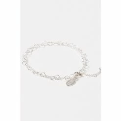 Oliver Bonas Silver Tone Carmine Heart Link Chain Double Row Bracelet -Default Template 2 unnamed file 2072